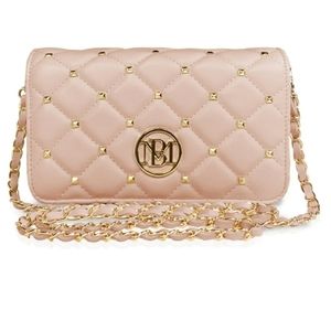 Badgley Mischka Diamond Quilted Blush Crossbody Bag Women's NWT